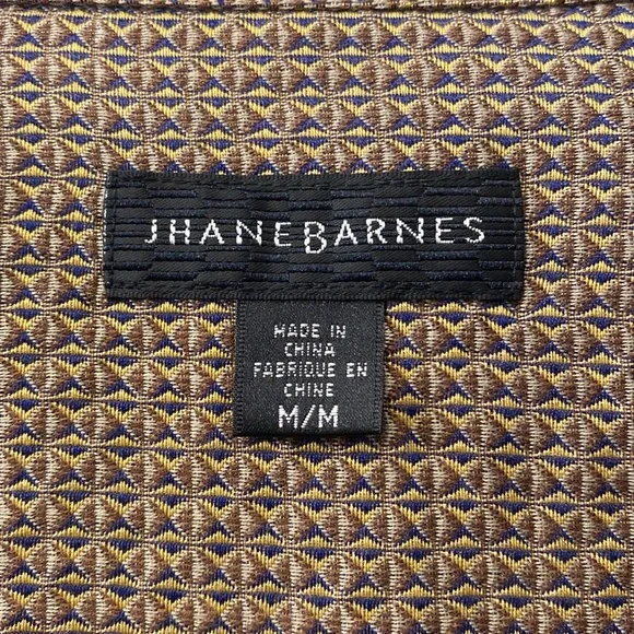 Men's Jhane Barnes Blue Starburst Patterned Silk+Cotton Button-Down Shirt - Picture 16 of 16